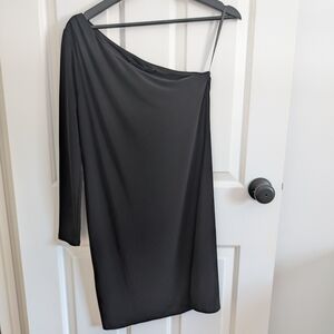 White House Black Market Women's One-Shoulder Black Dress